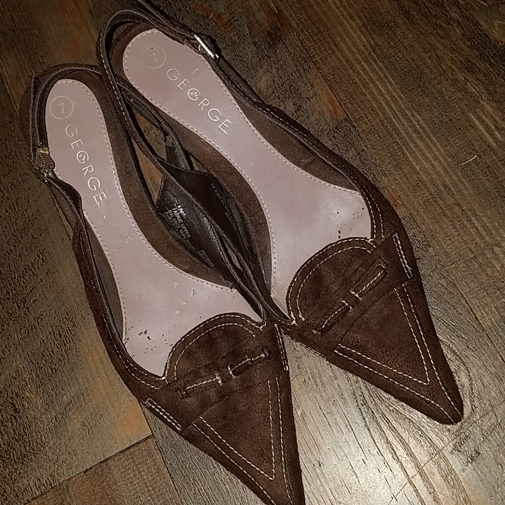 George chocolate brown dressy sandals heels sz 7 - Picture 3 of 5